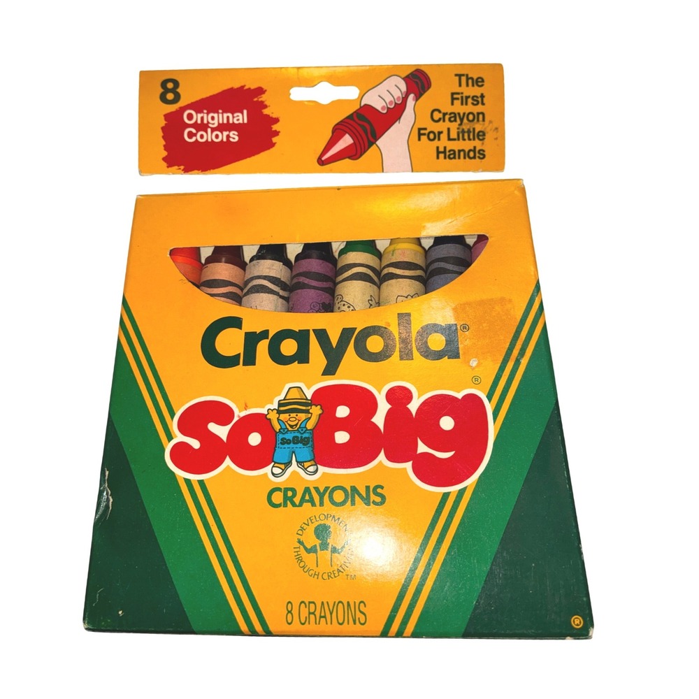 Vintage 1988 Crayola So Big Crayons 8 Count Original Colors Binney & Smith